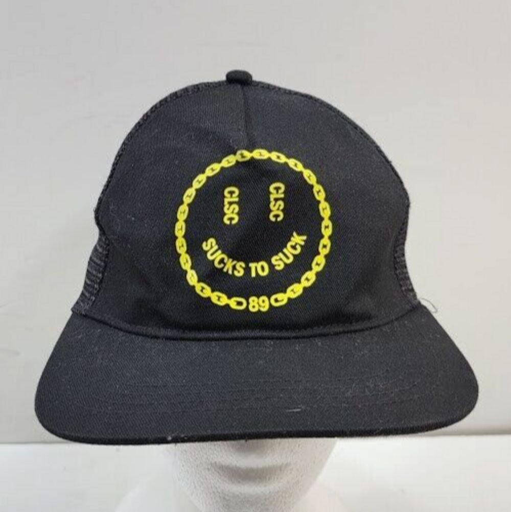 CLSC SUCKS TO SUCK 89 Chain-link Smiley Face Snapback Mesh Trucker Hat Cap